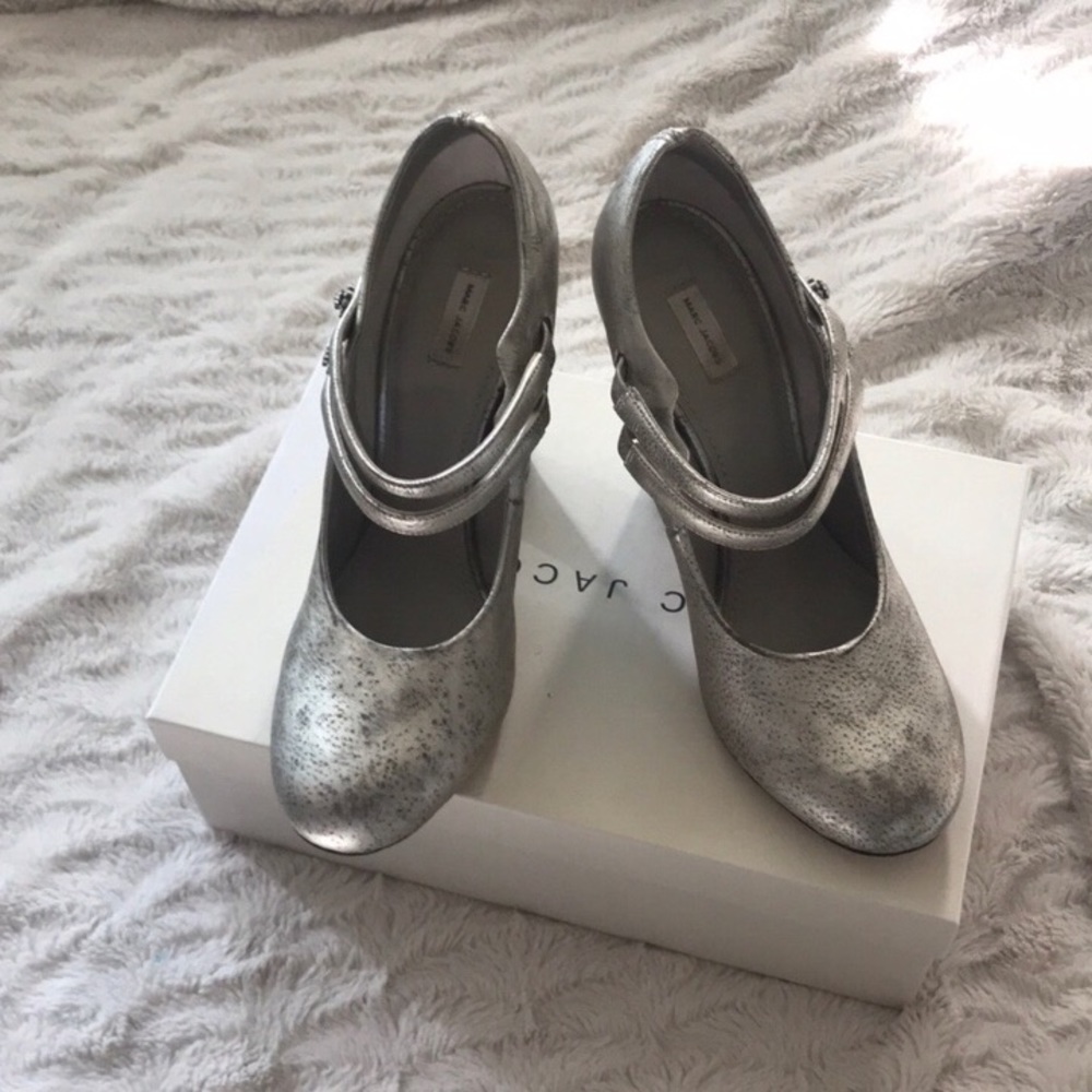 Marc Jacobs Distressed Silver Mary Janes
